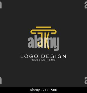 JK initial logo with simple pillar style design vector graphic Stock Vector