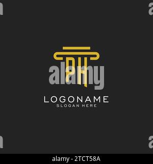 PH initial logo with simple pillar style design vector graphic Stock Vector