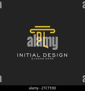 PL initial logo with simple pillar style design vector graphic Stock Vector