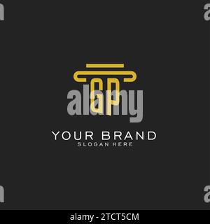 GP initial logo with simple pillar style design vector graphic Stock Vector