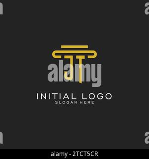 JT initial logo with simple pillar style design vector graphic Stock Vector