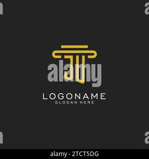 JU initial logo with simple pillar style design vector graphic Stock Vector