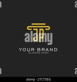 JP initial logo with simple pillar style design vector graphic Stock Vector