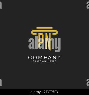 PN initial logo with simple pillar style design vector graphic Stock Vector
