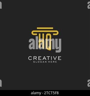 HQ initial logo with simple pillar style design vector graphic Stock Vector