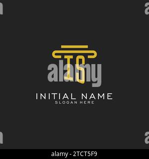 IS initial logo with simple pillar style design vector graphic Stock Vector