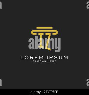 IZ initial logo with simple pillar style design vector graphic Stock Vector
