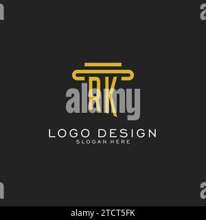 RK initial logo with simple pillar style design vector graphic Stock Vector