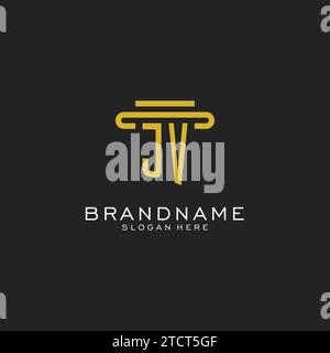 JV initial logo with simple pillar style design vector graphic Stock Vector