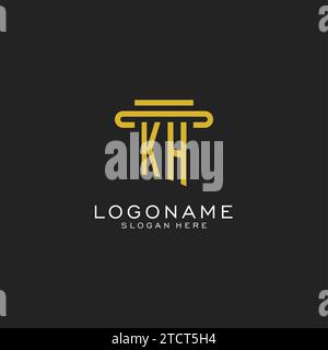 KH initial logo with simple pillar style design vector graphic Stock Vector