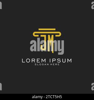 JM initial logo with simple pillar style design vector graphic Stock Vector
