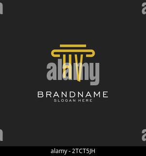 HV initial logo with simple pillar style design vector graphic Stock Vector