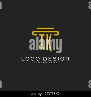 IK initial logo with simple pillar style design vector graphic Stock Vector