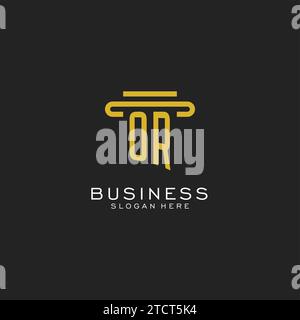 OR initial logo with simple pillar style design vector graphic Stock Vector