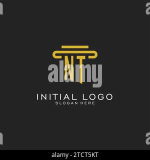 NT initial logo with simple pillar style design vector graphic Stock Vector