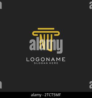 NU initial logo with simple pillar style design vector graphic Stock Vector