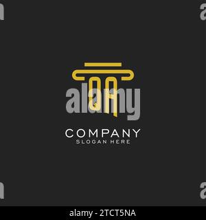 QA initial logo with simple pillar style design vector graphic Stock Vector