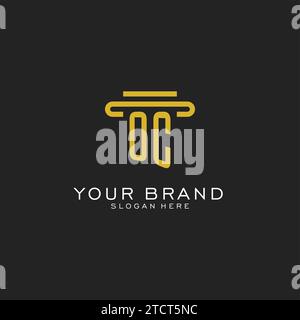 OC initial logo with simple pillar style design vector graphic Stock Vector
