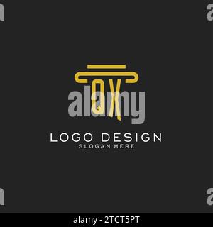 QX initial logo with simple pillar style design vector graphic Stock Vector