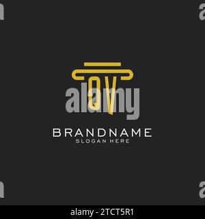 QV initial logo with simple pillar style design vector graphic Stock Vector