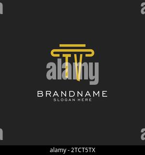 TV initial logo with simple pillar style design vector graphic Stock Vector