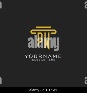 PW initial logo with simple pillar style design vector graphic Stock Vector