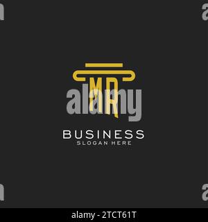 MR initial logo with simple pillar style design vector graphic Stock Vector