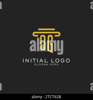QG initial logo with simple pillar style design vector graphic Stock Vector