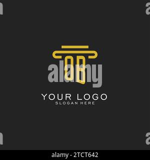 OB initial logo with simple pillar style design vector graphic Stock Vector