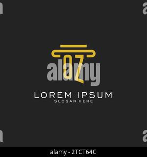 OZ initial logo with simple pillar style design vector graphic Stock Vector