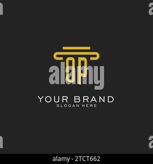 OP initial logo with simple pillar style design vector graphic Stock Vector