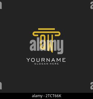 QW initial logo with simple pillar style design vector graphic Stock Vector