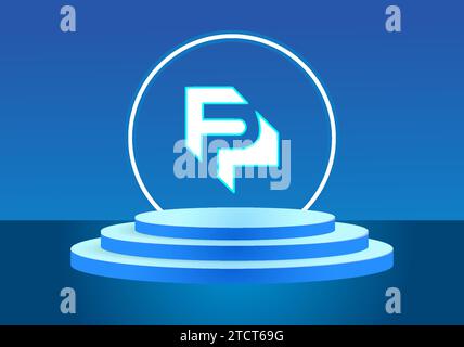 Letter FP blue logo sign. Vector logo design for business. Stock Vector