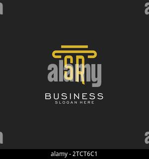 SR initial logo with simple pillar style design vector graphic Stock Vector