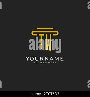 TW initial logo with simple pillar style design vector graphic Stock Vector