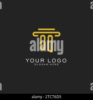 QO initial logo with simple pillar style design vector graphic Stock Vector