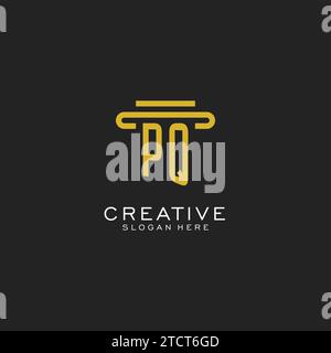 PQ initial logo with simple pillar style design vector graphic Stock Vector