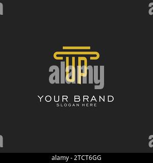UP initial logo with simple pillar style design vector graphic Stock Vector