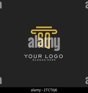 SO initial logo with simple pillar style design vector graphic Stock Vector