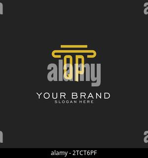 QP initial logo with simple pillar style design vector graphic Stock Vector