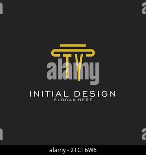 TY initial logo with simple pillar style design vector graphic Stock Vector
