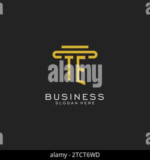 TE initial logo with simple pillar style design vector graphic Stock Vector