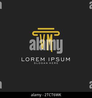VM initial logo with simple pillar style design vector graphic Stock Vector