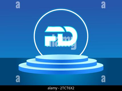 Letter FD blue logo sign. Vector logo design for business. Stock Vector