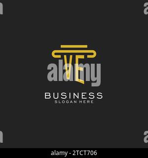 VE initial logo with simple pillar style design vector graphic Stock Vector