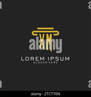 XM initial logo with simple pillar style design vector graphic Stock Vector