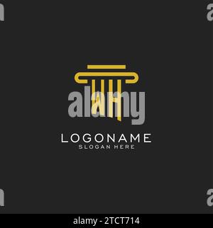 WH initial logo with simple pillar style design vector graphic Stock Vector