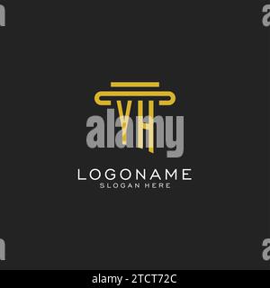 YH initial logo with simple pillar style design vector graphic Stock Vector