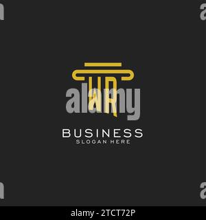 WR initial logo with simple pillar style design vector graphic Stock Vector
