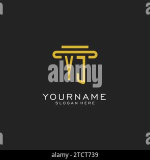 YJ initial logo with simple pillar style design vector graphic Stock Vector